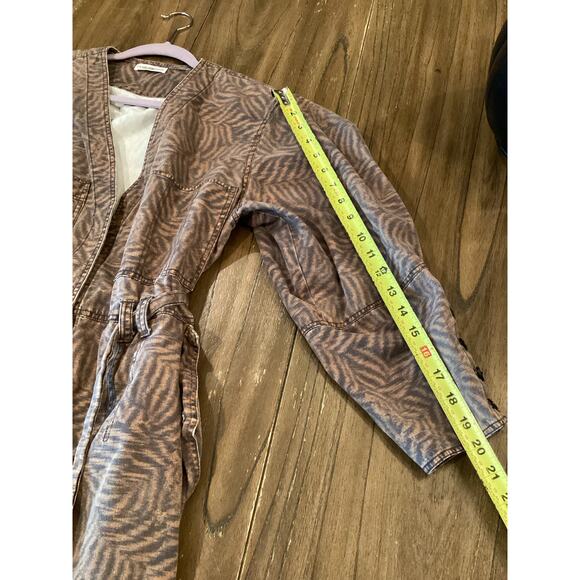 ULLA JOHNSON Ezra Jumpsuit 100% cotton animal print brown balloon sleeves 10 - Picture 8 of 11